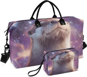Duffel Bag for Traveling, Otter Nebula Sky Gym Bags with Multiple Interior Pockets for Women Men Toiletry Purse Included 20.5”x 1.9” x 13.8”