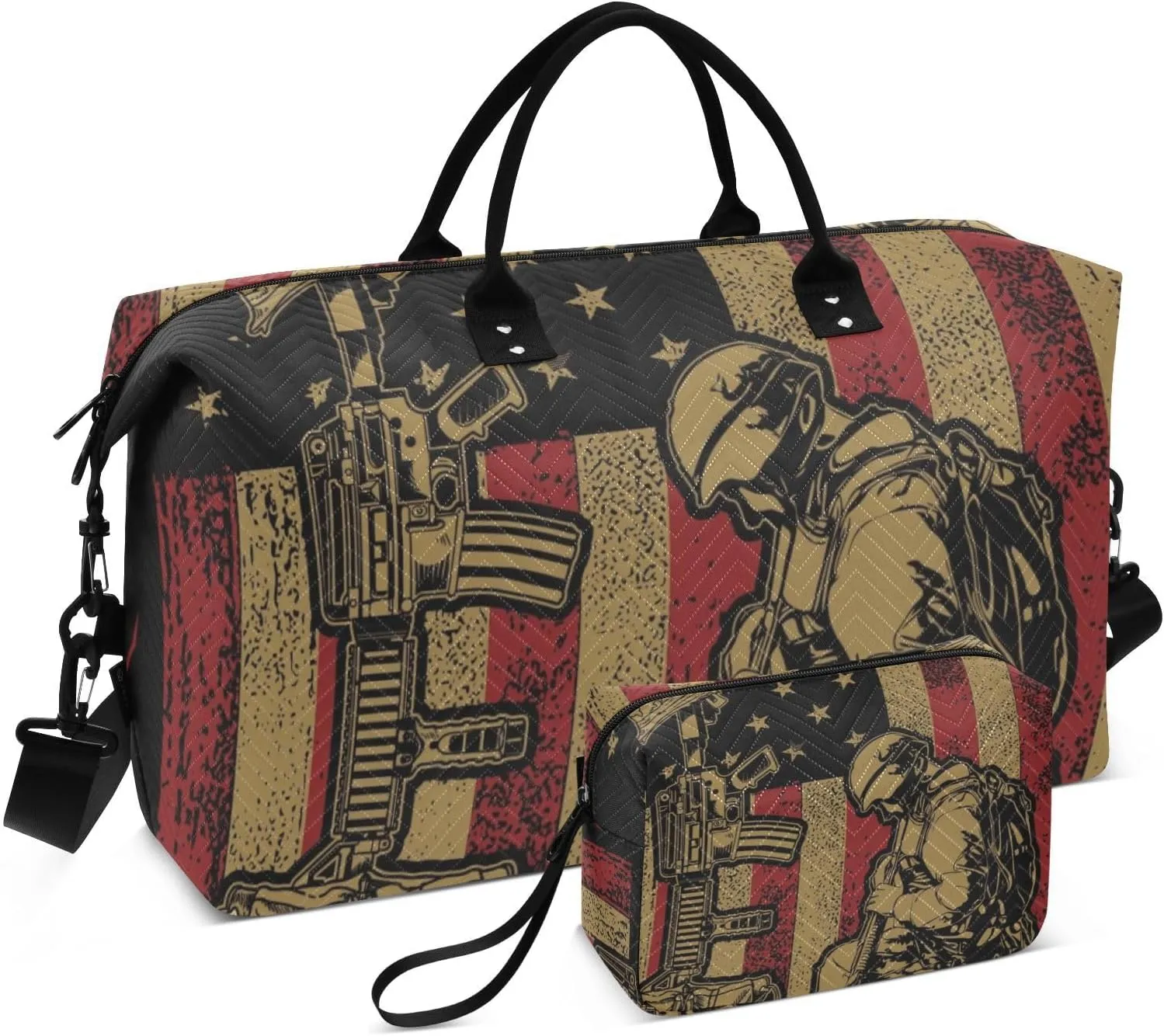 Duffel Bag for Traveling, Veteran Memory Day Gym Bags with Multiple Interior Pockets for Women Men Toiletry Purse Included 20.5”x 1.9” x 13.8”