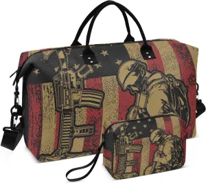 Duffel Bag for Traveling, Veteran Memory Day Gym Bags with Multiple Interior Pockets for Women Men Toiletry Purse Included 20.5”x 1.9” x 13.8”
