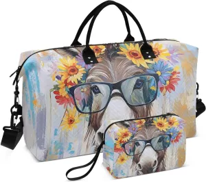 Duffle Bag Donkey Garland Funny for Travel, Gym Bag with Multiple Interior Pockets for Men Women Overnight Purse Included 20.5 x 1.9 x 13.8 In