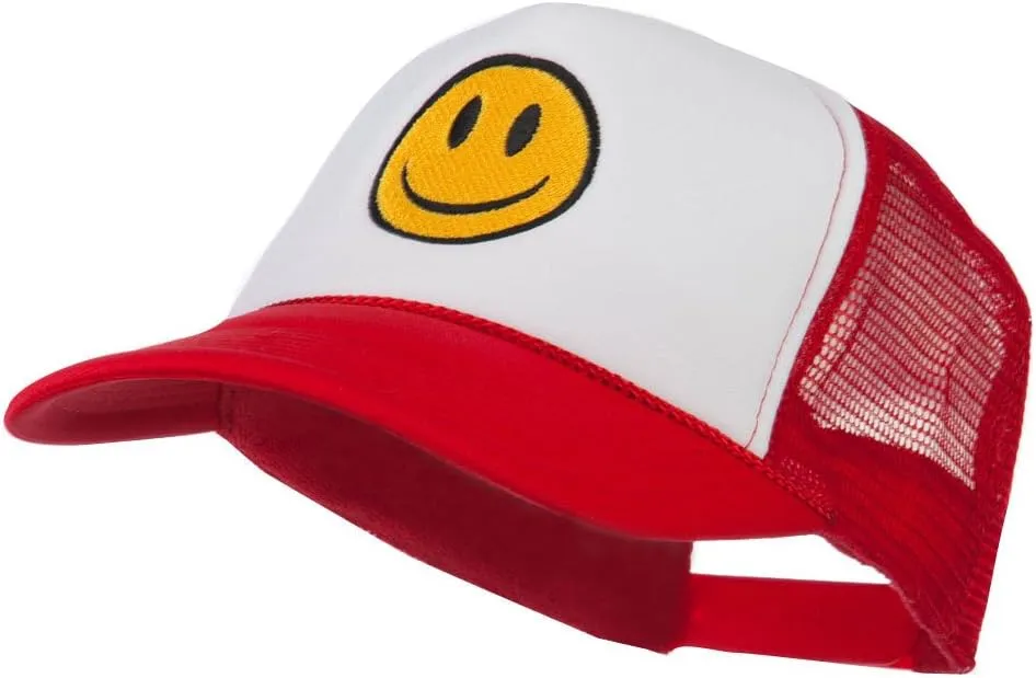 e4Hats.com Smile Face Embroidered Foam Mesh Back Cap