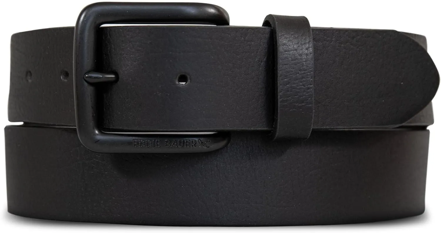 Eddie Bauer Men's Leather Belt | Casual | Everyday | Jeans | Trousers | Chinos | Metal Buckle