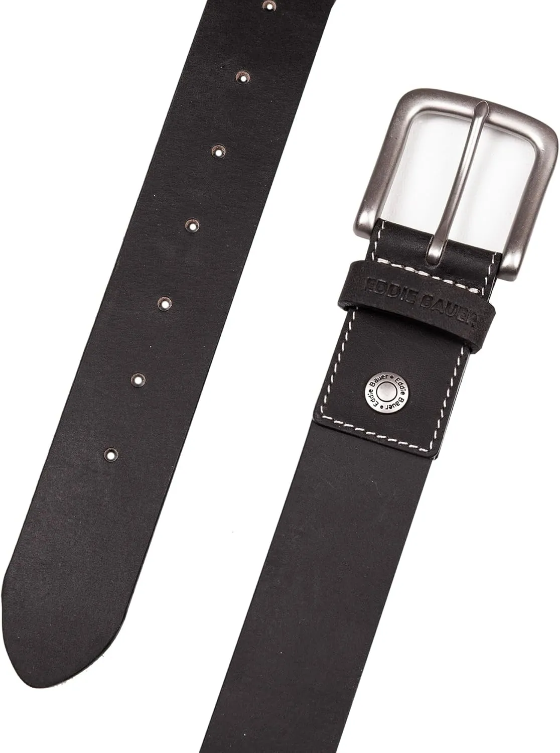 Eddie Bauer Men's Leather Belt | Casual | Everyday | Jeans | Trousers | Chinos | Metal Buckle