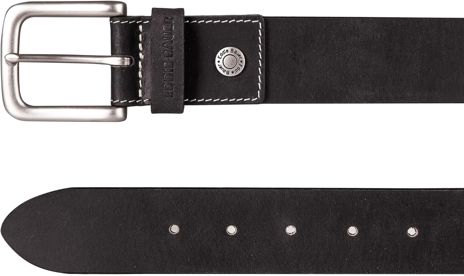 Eddie Bauer Men's Leather Belt | Casual | Everyday | Jeans | Trousers | Chinos | Metal Buckle