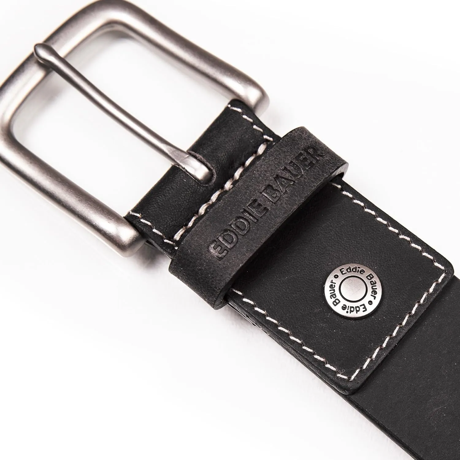Eddie Bauer Men's Leather Belt | Casual | Everyday | Jeans | Trousers | Chinos | Metal Buckle