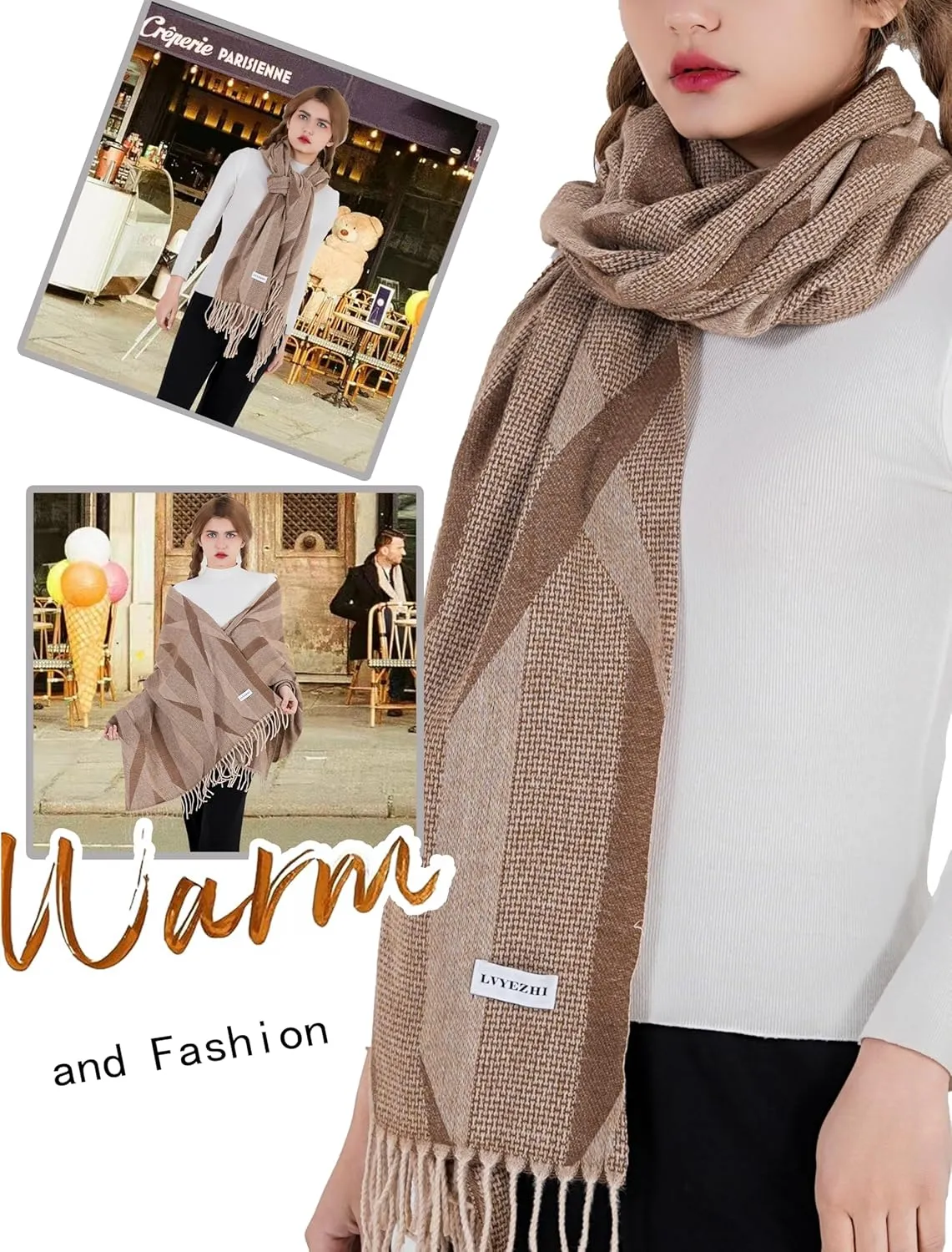 Elegant oversized shawl scarf Cashmere feel blanket scarf