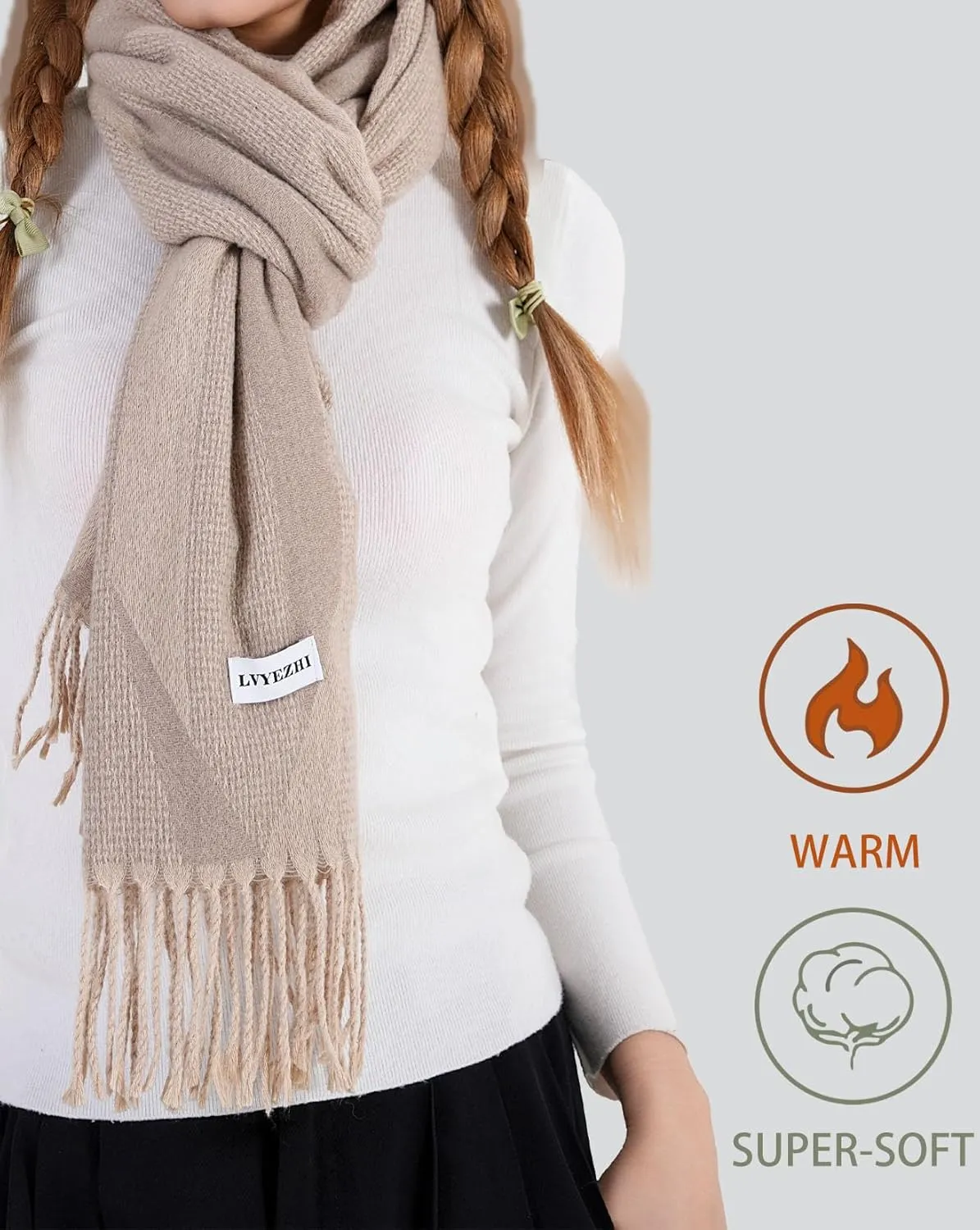 Elegant oversized shawl scarf Cashmere feel blanket scarf