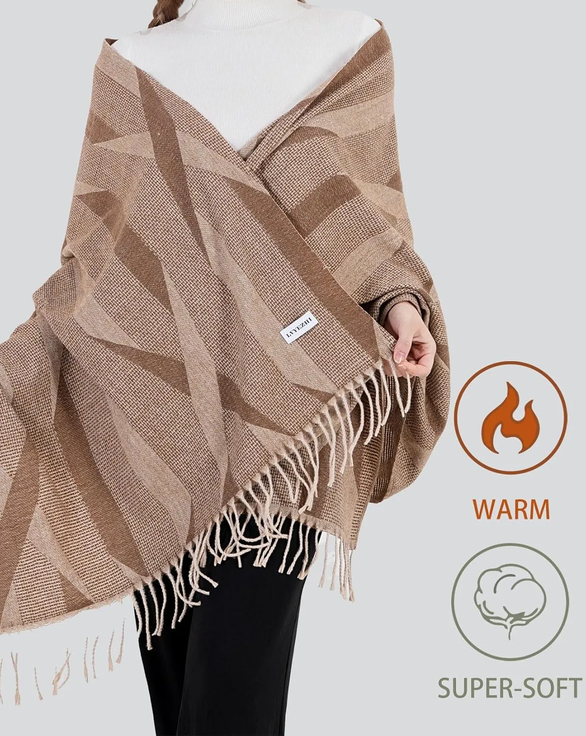 Elegant oversized shawl scarf Cashmere feel blanket scarf