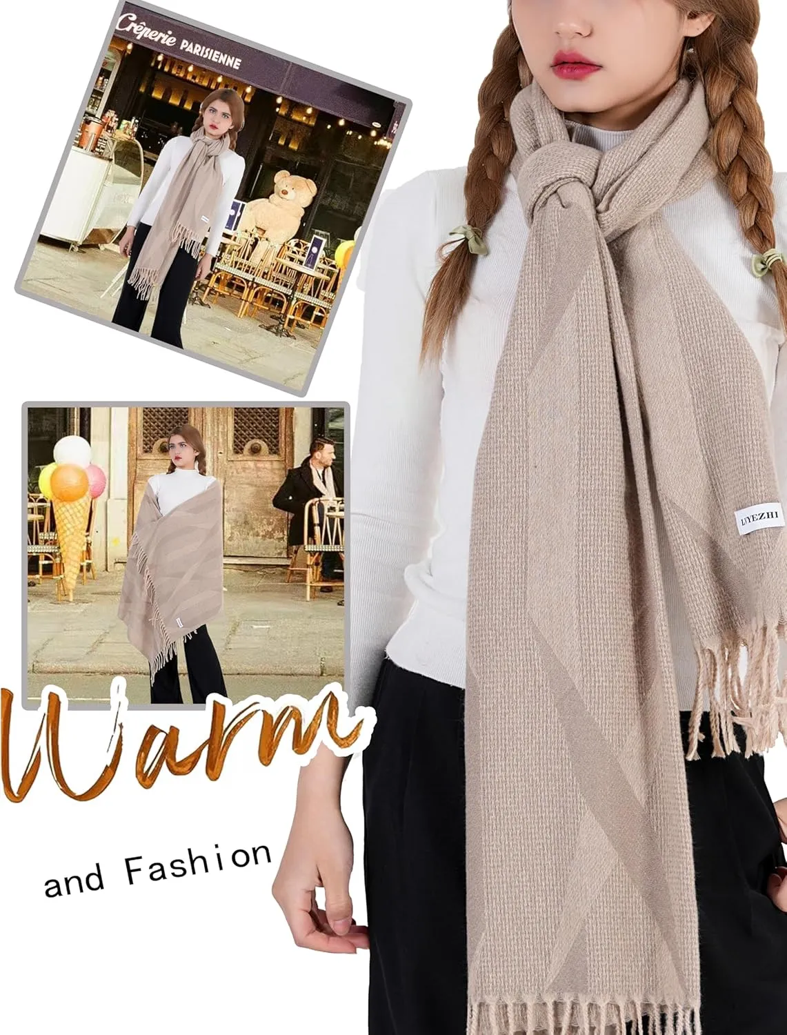 Elegant oversized shawl scarf Cashmere feel blanket scarf