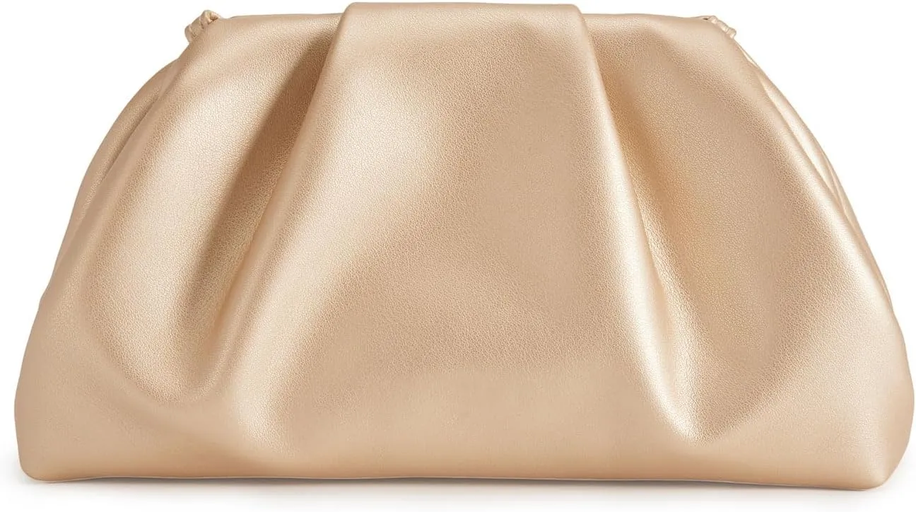 Elegant Pleated Vegan Leather Clutch Purse for Women - Stylish Soft PU Evening Handbag