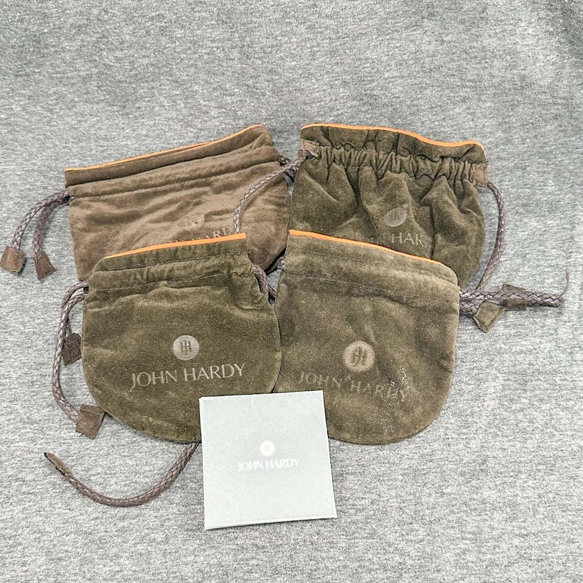 Estate John Hardy 4 Pouches, Cleaning Cloth & Card (Empty)