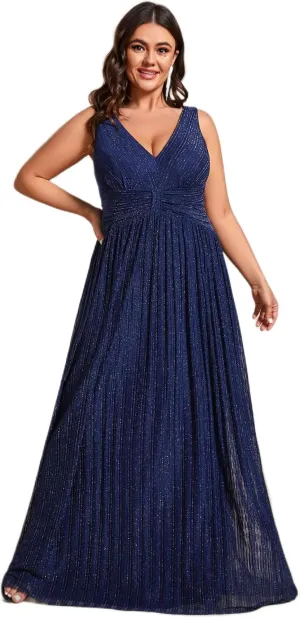 Ever-Pretty Plus Women's Plus Size Glitter Mother of The Bride Dress Pleated Sleeveless Evening Dress 02133-DAPH