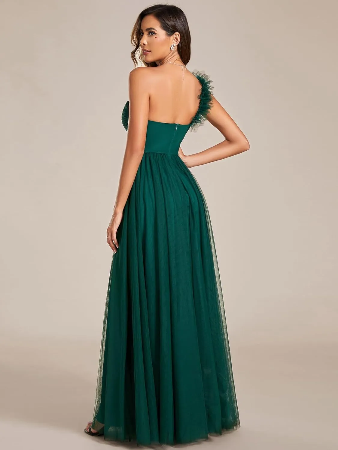 Ever-Pretty Women's One Shoulder Sleeveless Pleated A-Line Floor Length Bridesmaid Dresses 01911
