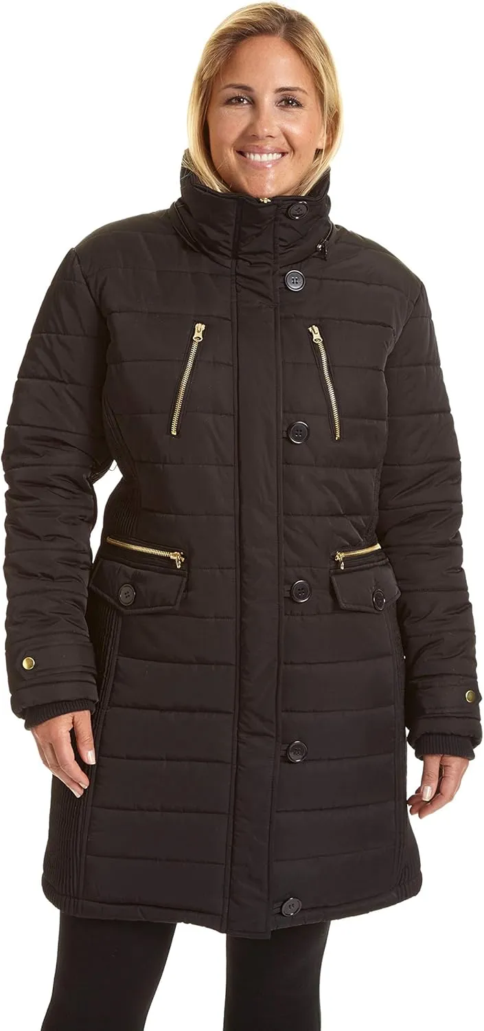 Excelled Women's 3/4 Length Hooded Puffer Jacket
