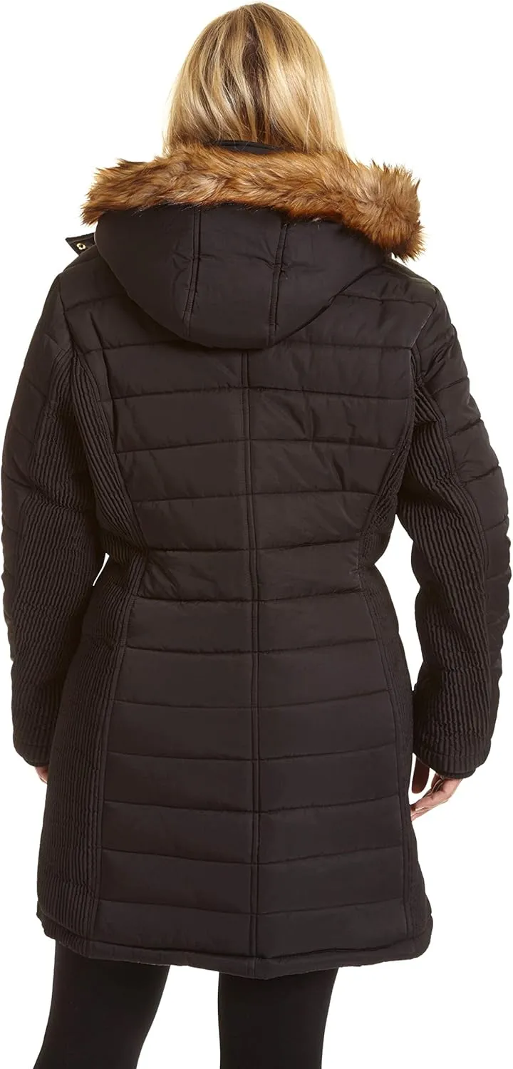 Excelled Women's 3/4 Length Hooded Puffer Jacket