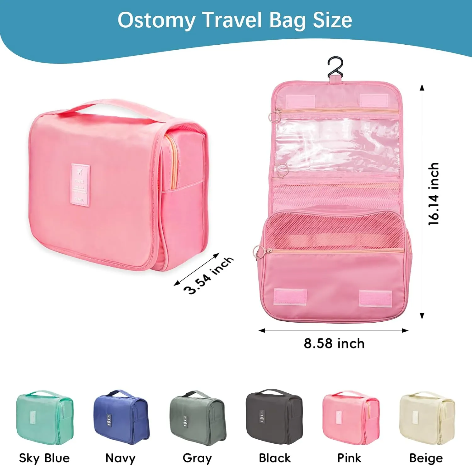 Exquisite Travel Bag for Ostomy and Colostomy Supplies - The Ultimate Choice for Post - Surgery Individuals, Featuring Hanging Setup and Stylish Covers Tailored for Women (Pink)