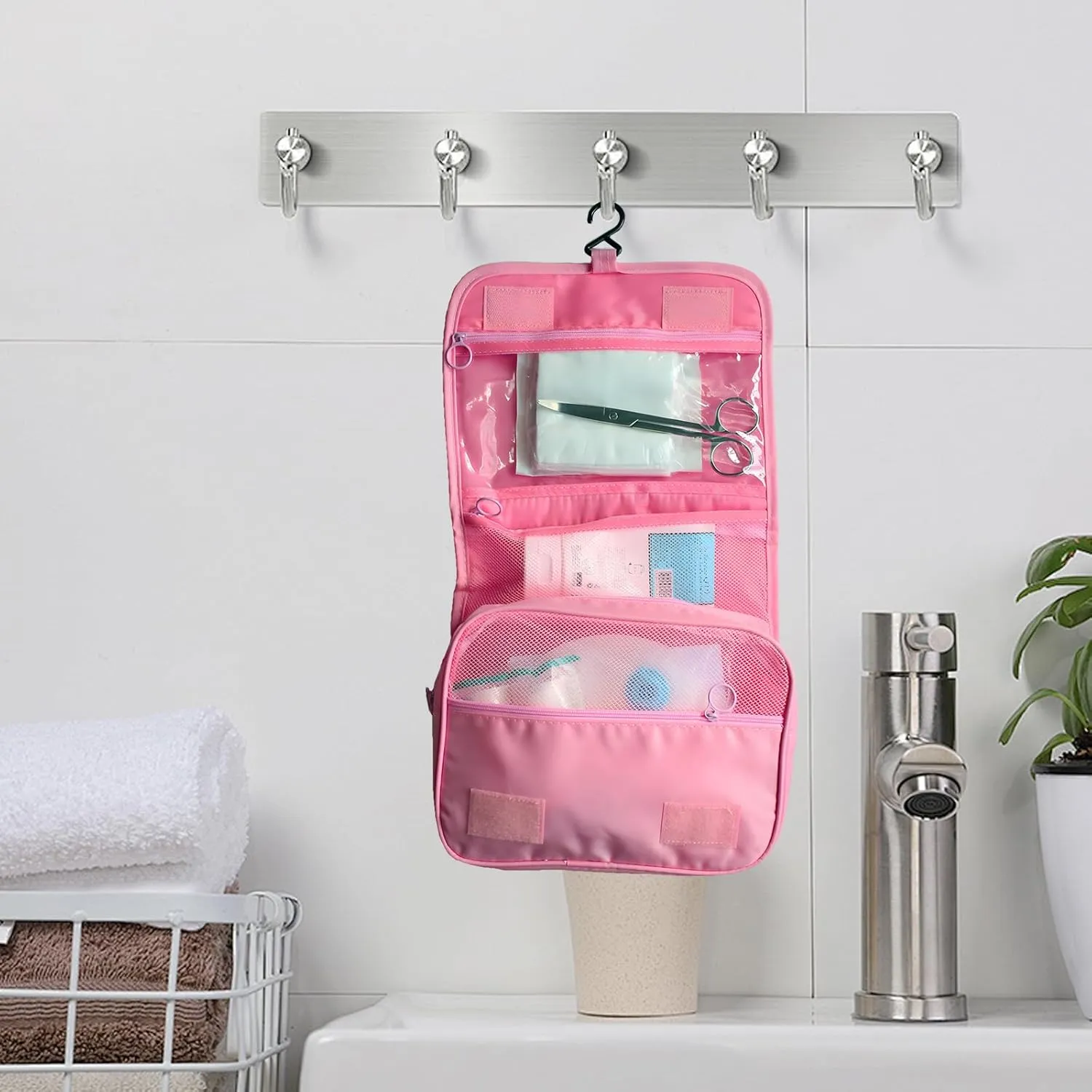 Exquisite Travel Bag for Ostomy and Colostomy Supplies - The Ultimate Choice for Post - Surgery Individuals, Featuring Hanging Setup and Stylish Covers Tailored for Women (Pink)