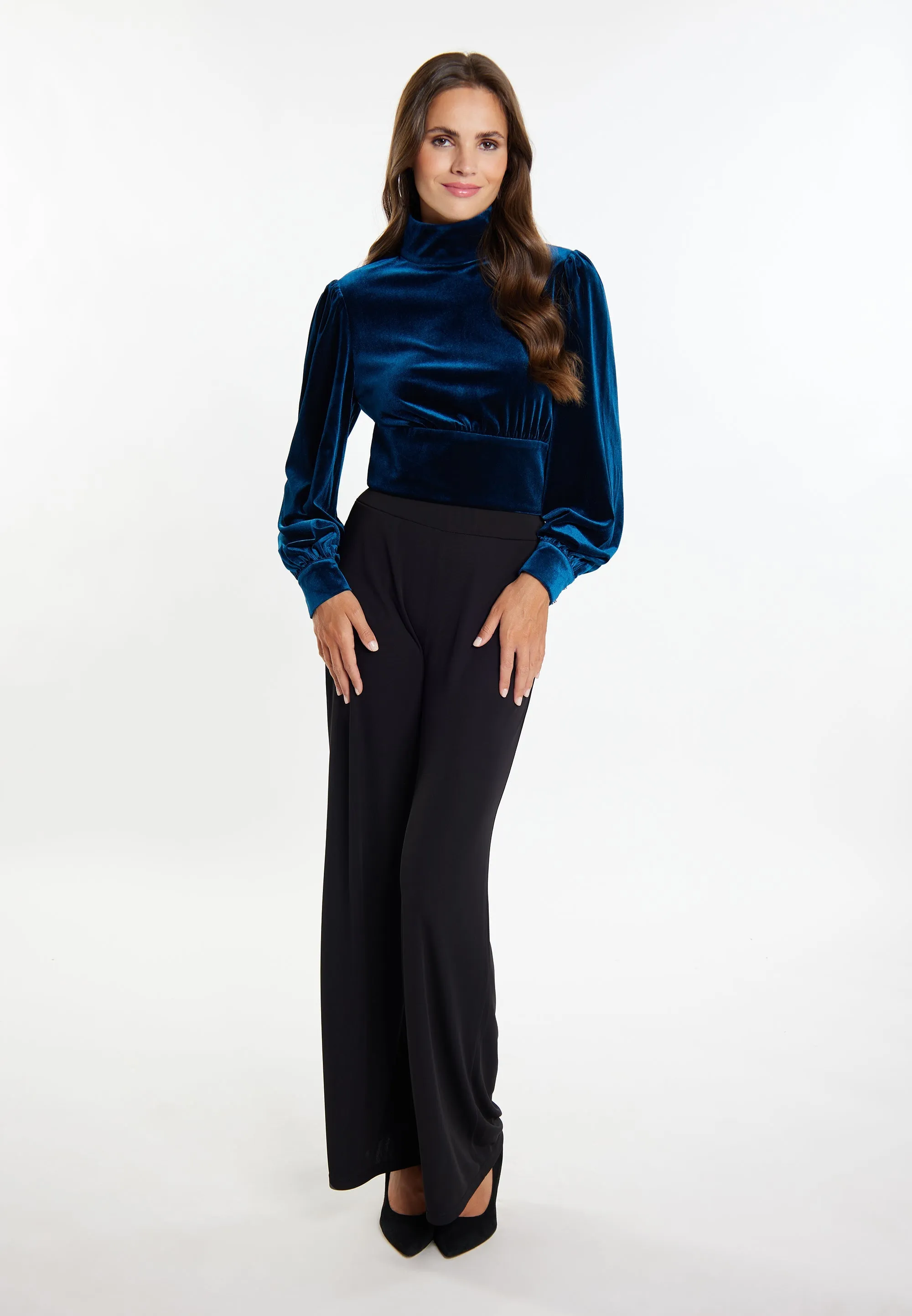 faina Women's Stretch Velvet Blouse