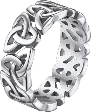 FaithHeart Celtic Knot Band Rings for Men Women, Stainless Steel/18K Gold Plated Viking Wedding Bands with Delicate Gift Packaging