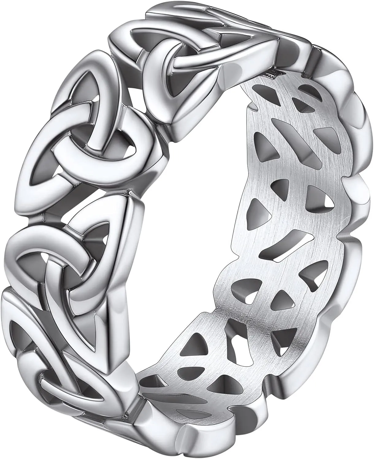 FaithHeart Celtic Knot Band Rings for Men Women, Stainless Steel/18K Gold Plated Viking Wedding Bands with Delicate Gift Packaging