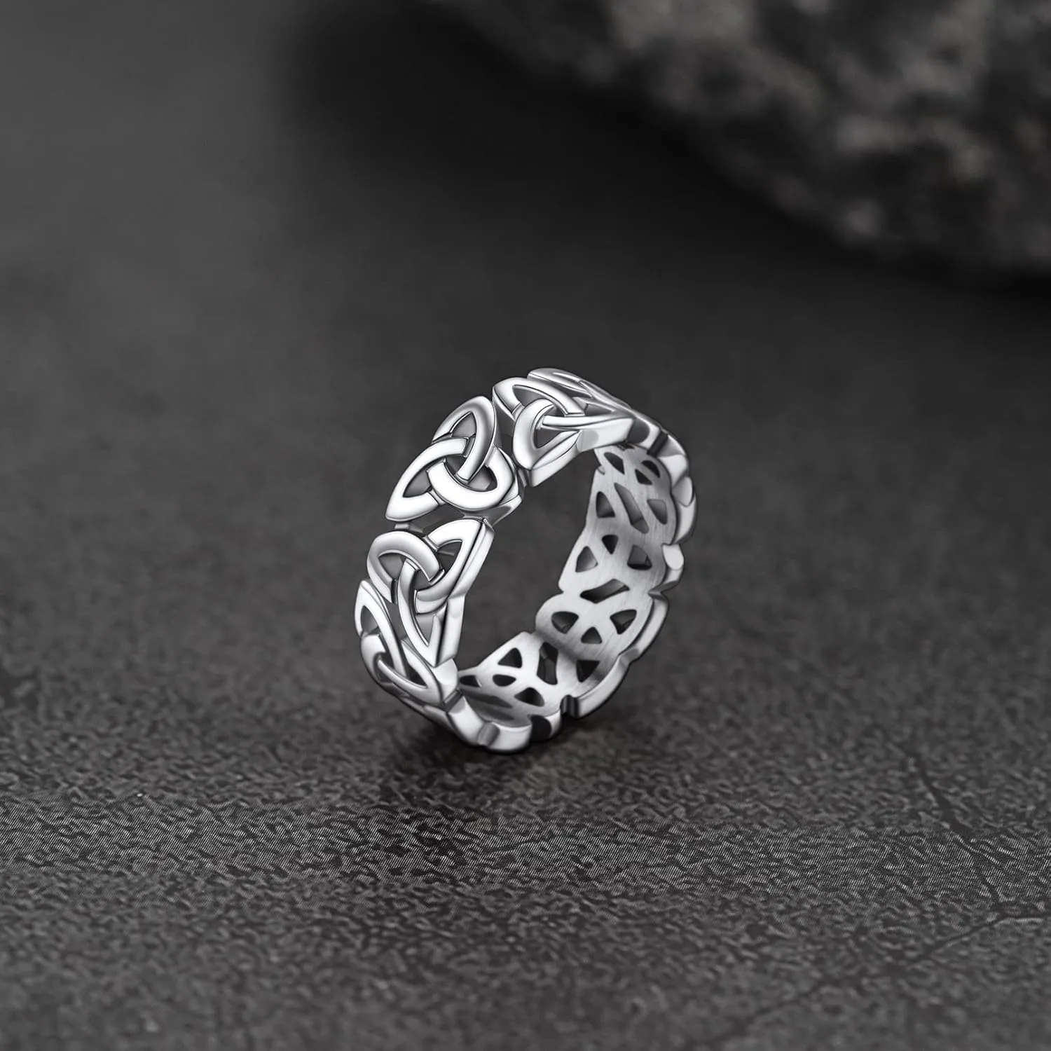 FaithHeart Celtic Knot Band Rings for Men Women, Stainless Steel/18K Gold Plated Viking Wedding Bands with Delicate Gift Packaging