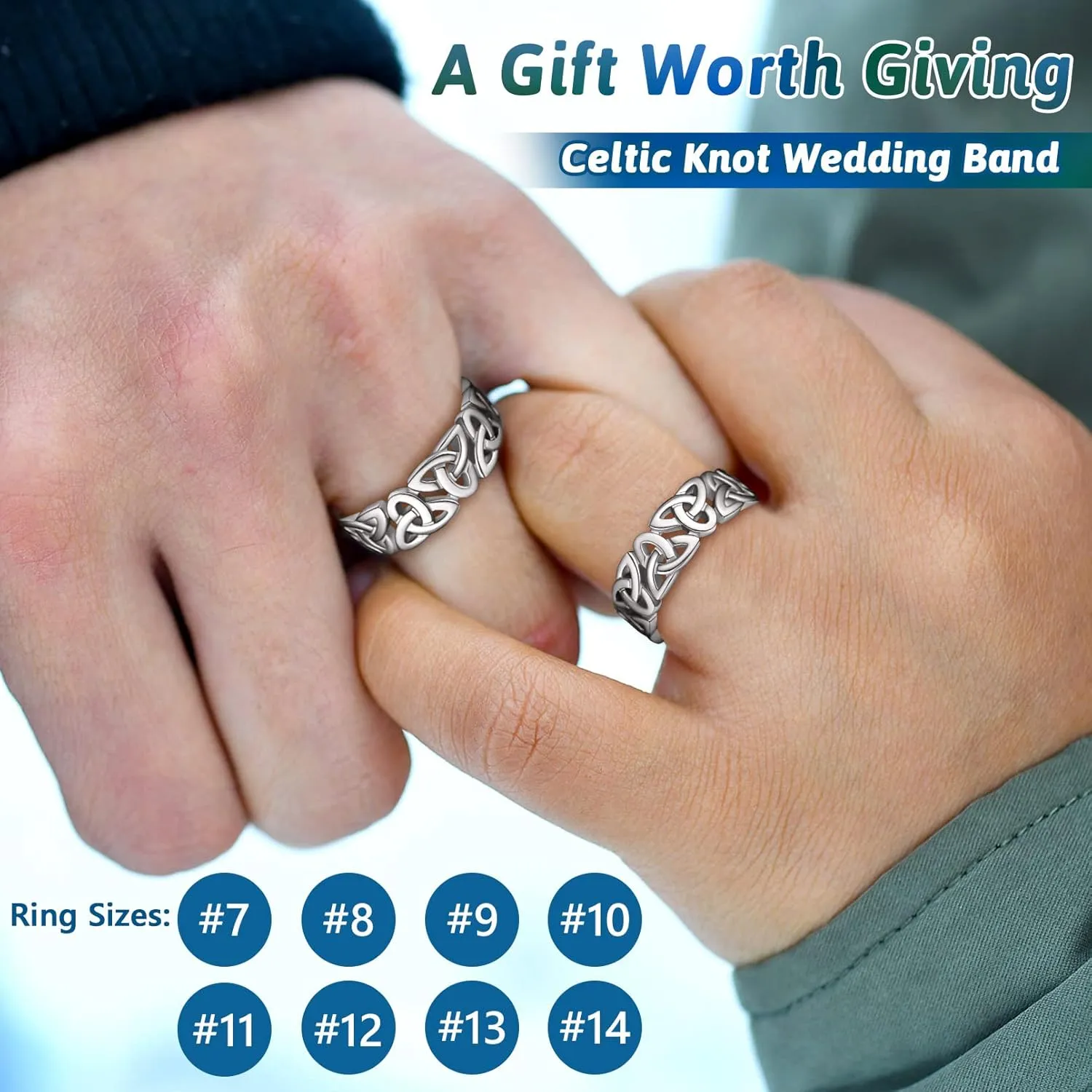 FaithHeart Celtic Knot Band Rings for Men Women, Stainless Steel/18K Gold Plated Viking Wedding Bands with Delicate Gift Packaging