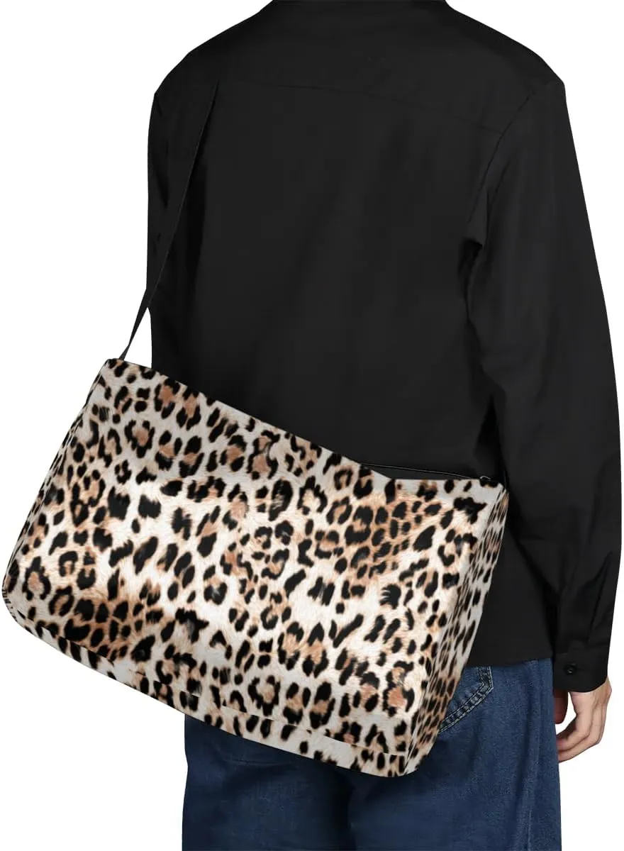 Fashion Leopard Skin Small Gym Bag for Men Women Workout Sport Duffle Bag Waterproof Weekender Overnight Bag Lightweight Carry on Tote Bag Crossbody Shoulder Travel Bag for Swim Yoge Dance