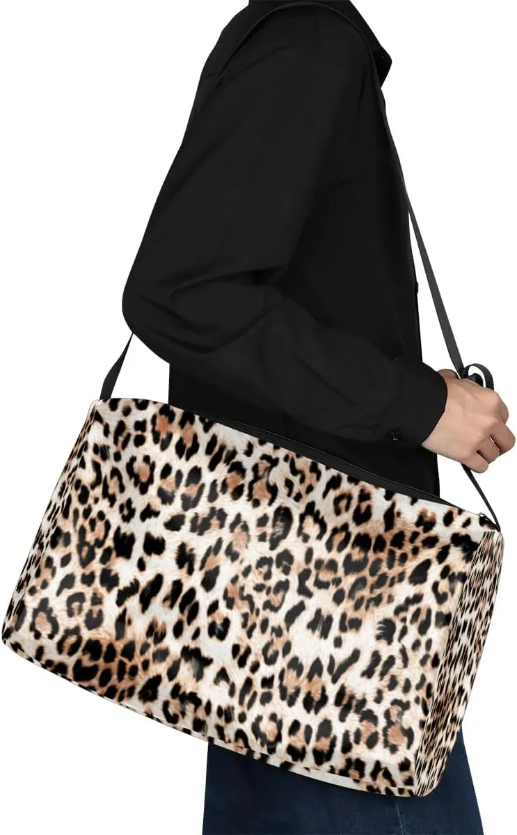 Fashion Leopard Skin Small Gym Bag for Men Women Workout Sport Duffle Bag Waterproof Weekender Overnight Bag Lightweight Carry on Tote Bag Crossbody Shoulder Travel Bag for Swim Yoge Dance