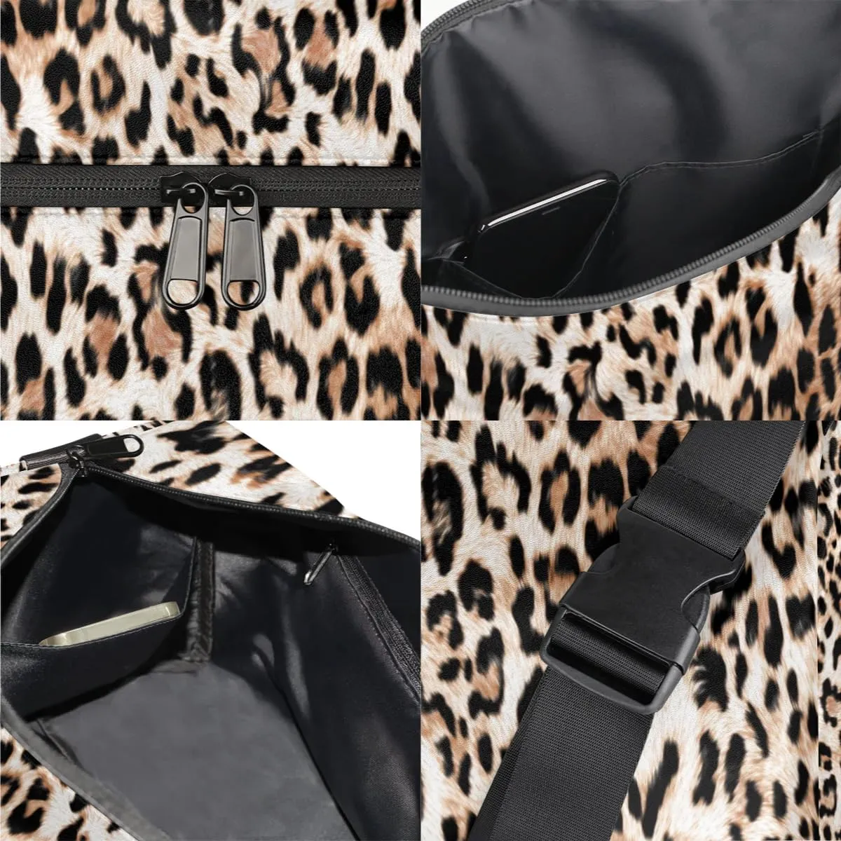 Fashion Leopard Skin Small Gym Bag for Men Women Workout Sport Duffle Bag Waterproof Weekender Overnight Bag Lightweight Carry on Tote Bag Crossbody Shoulder Travel Bag for Swim Yoge Dance