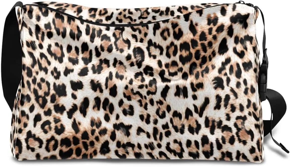 Fashion Leopard Skin Small Gym Bag for Men Women Workout Sport Duffle Bag Waterproof Weekender Overnight Bag Lightweight Carry on Tote Bag Crossbody Shoulder Travel Bag for Swim Yoge Dance