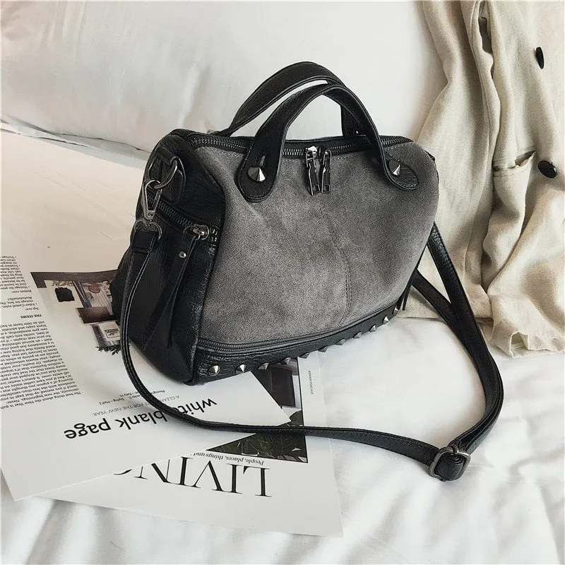 Fashion Top-Handle Bag with Rivets