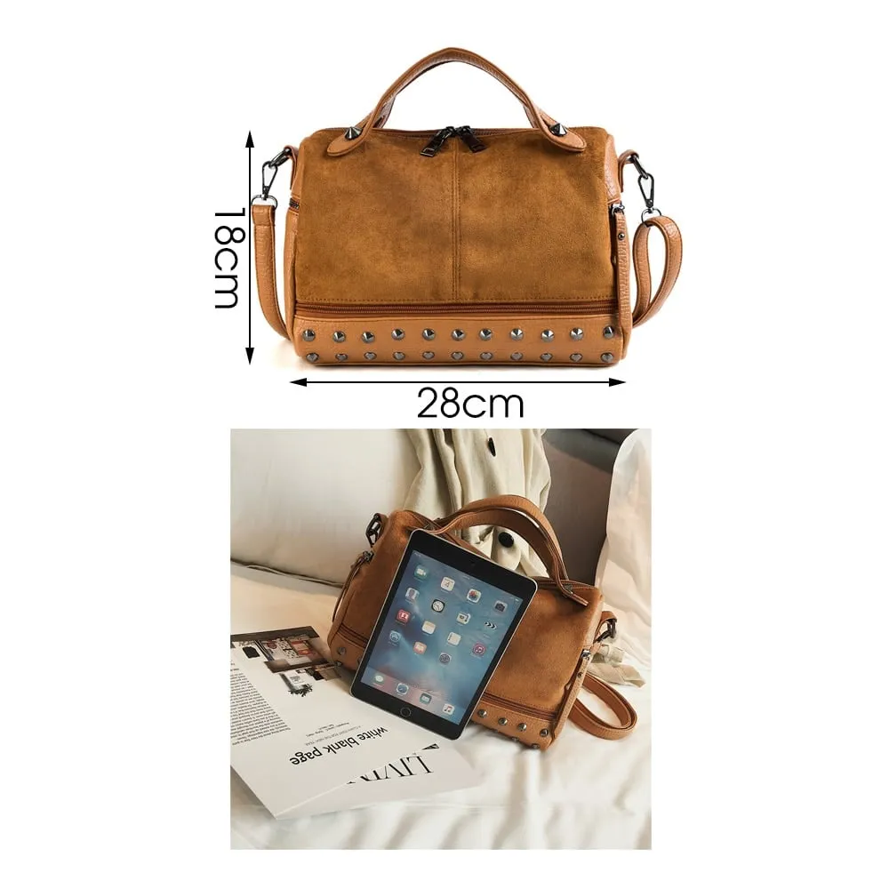 Fashion Top-Handle Bag with Rivets