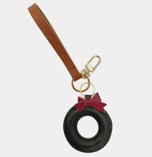 Faux Leather Bow Alphabet Key Chain - O