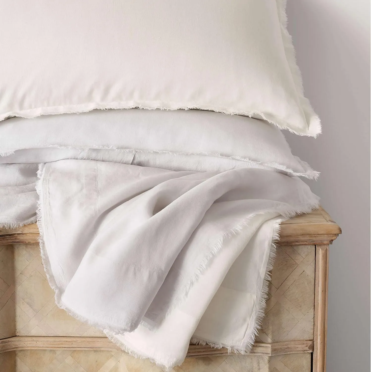 Faye Linen Plaster Duvet Cover, King Size, Neutral/Ivory Solid Pattern