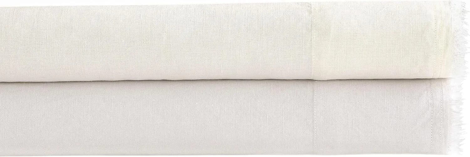Faye Linen Plaster Duvet Cover, King Size, Neutral/Ivory Solid Pattern
