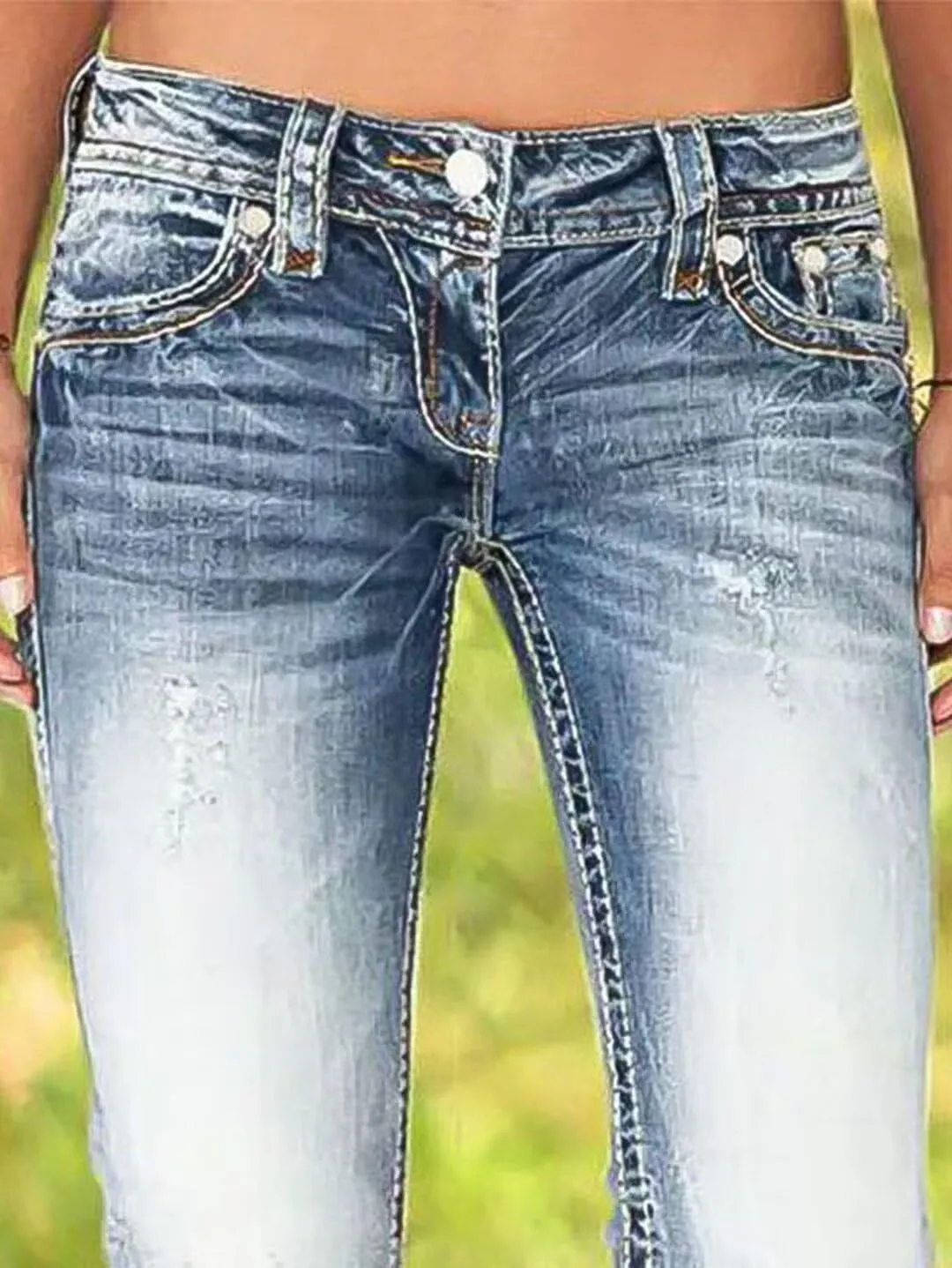 Flamingals Women's Denim Capri Jeans for Women Mid Rise Skinny Capri Pants