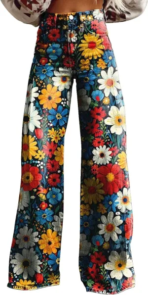 Flare Jeans for Women 2025 Wide Leg Casual Baggy Denim Pants Plus Size High Waist Straight Leg Bell Bottom Trousers