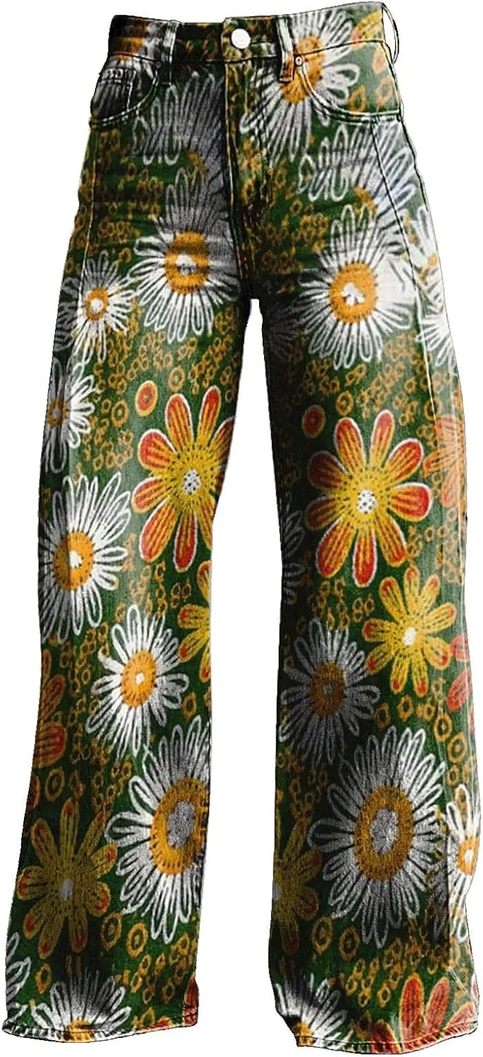Flare Jeans for Women 2025 Wide Leg Casual Baggy Denim Pants Plus Size High Waist Straight Leg Bell Bottom Trousers
