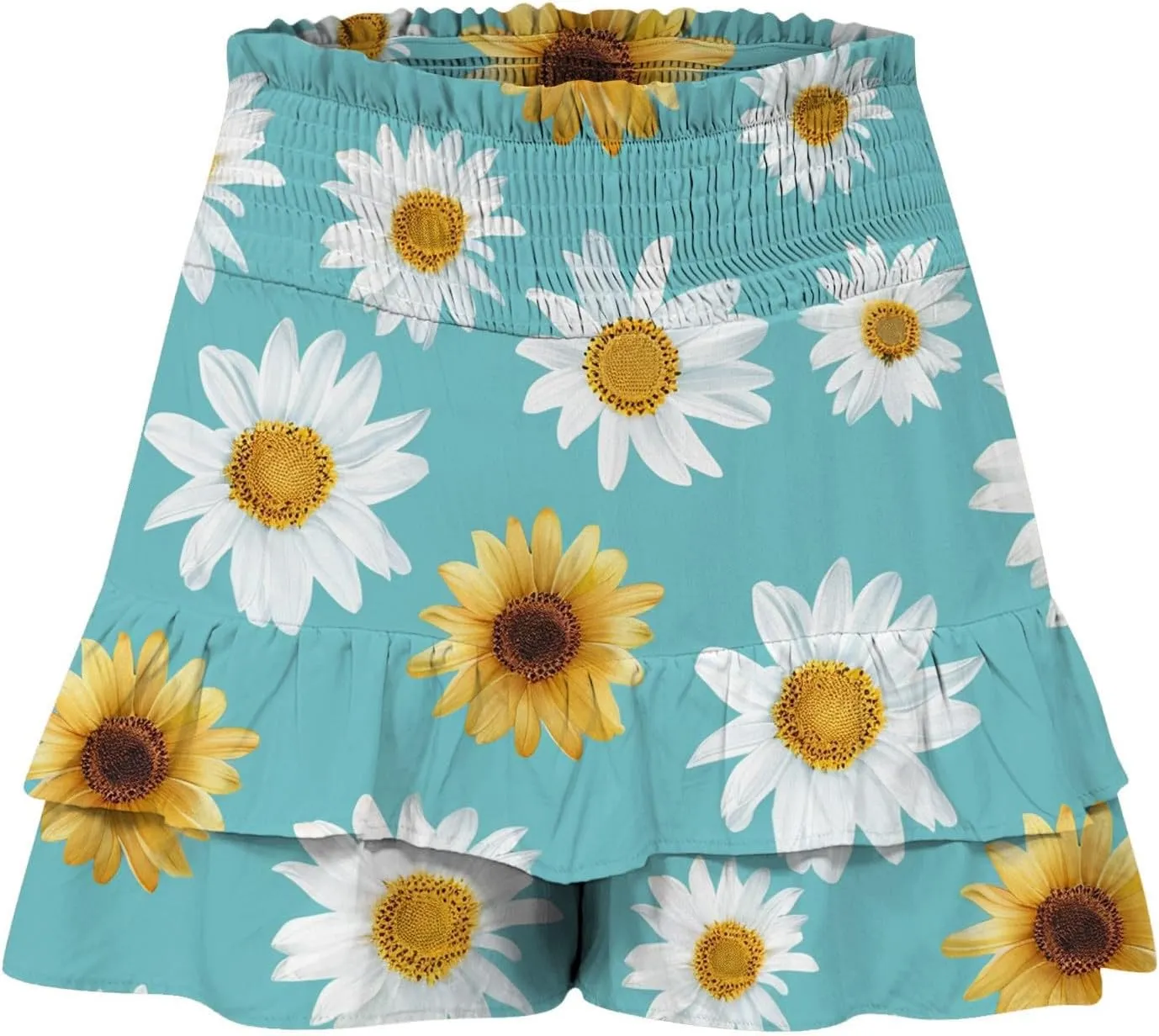 Flowy Shorts for Women Casual High Waist Floral Print Skorts Ruffle Mini Skirts Butterfly Soft Summer Boho Shorts
