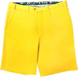for Britches Men's Astoria Solid Yellow Cotton/Linen Flat Front Shorts W/Multicolor Interior US 38