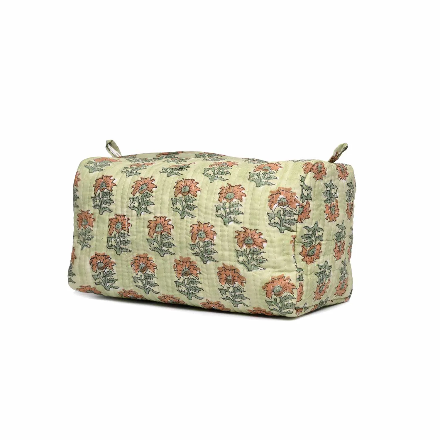 FOREST GHOST GREEN PRINTED QUILTED TOILETRY POUCH