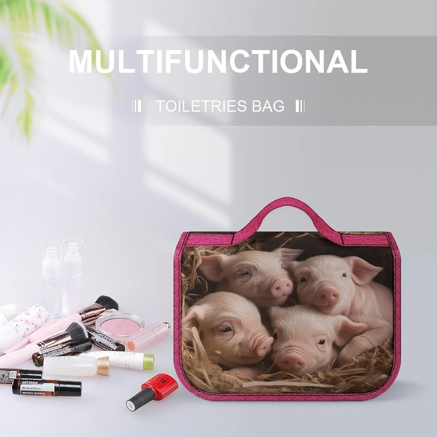 Four Little Pigs Travel Toiletry Bag for Women,Hanging Toiletry Organizer with Hook, Makeup Bag Travel Organizer for Shampoo,Toiletriesl