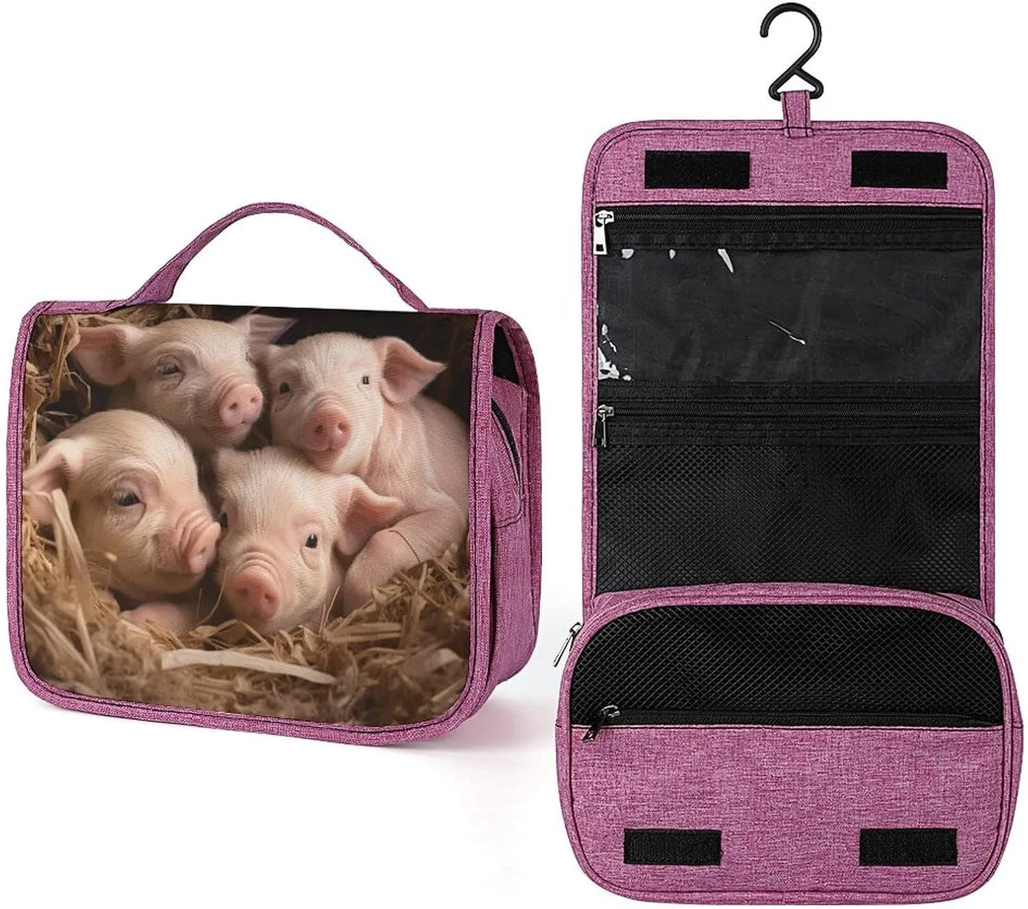 Four Little Pigs Travel Toiletry Bag for Women,Hanging Toiletry Organizer with Hook, Makeup Bag Travel Organizer for Shampoo,Toiletriesl
