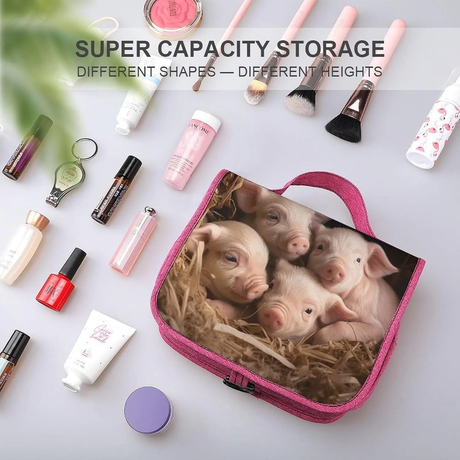 Four Little Pigs Travel Toiletry Bag for Women,Hanging Toiletry Organizer with Hook, Makeup Bag Travel Organizer for Shampoo,Toiletriesl