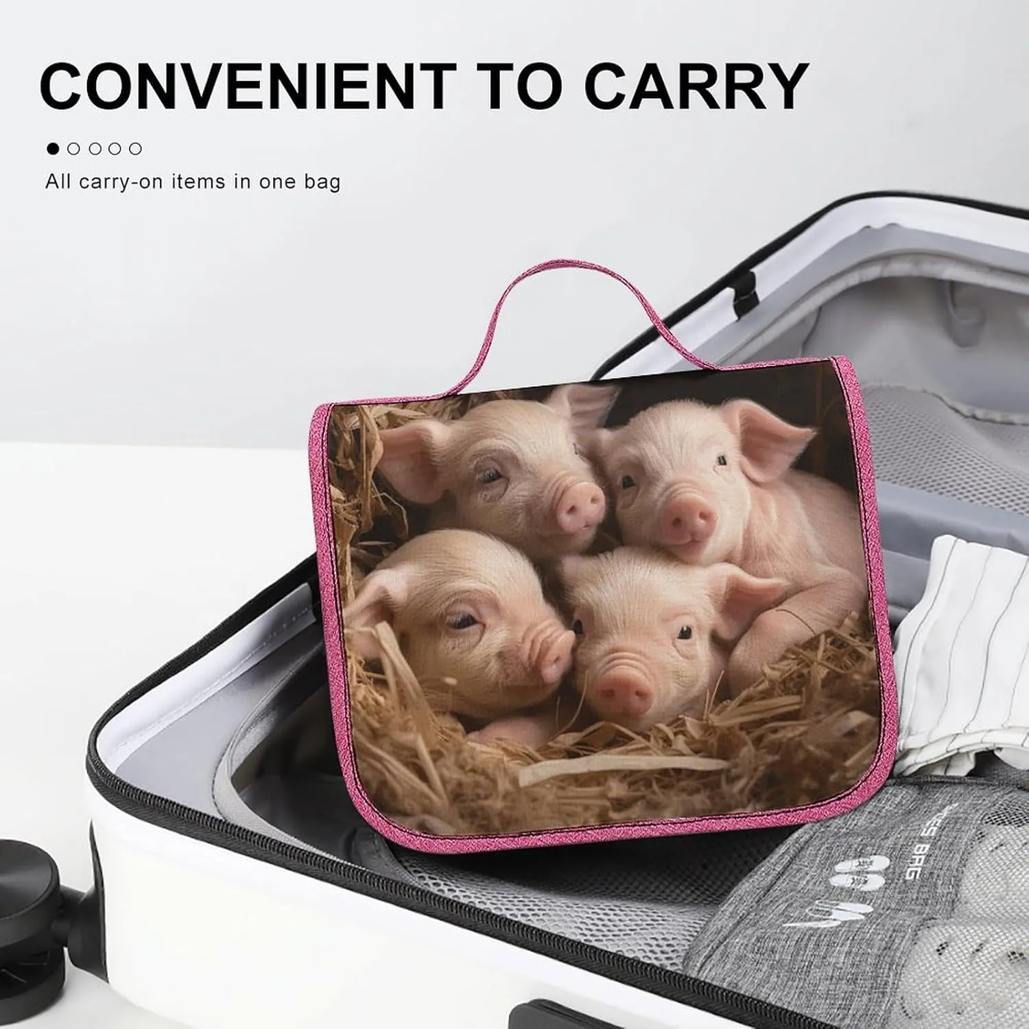 Four Little Pigs Travel Toiletry Bag for Women,Hanging Toiletry Organizer with Hook, Makeup Bag Travel Organizer for Shampoo,Toiletriesl