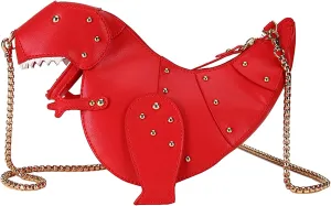 Fozehlad Women Dinosaur Shaped Shoulder Handbag PU Leather Rivet Crossbody Purses Messenger for Girl…
