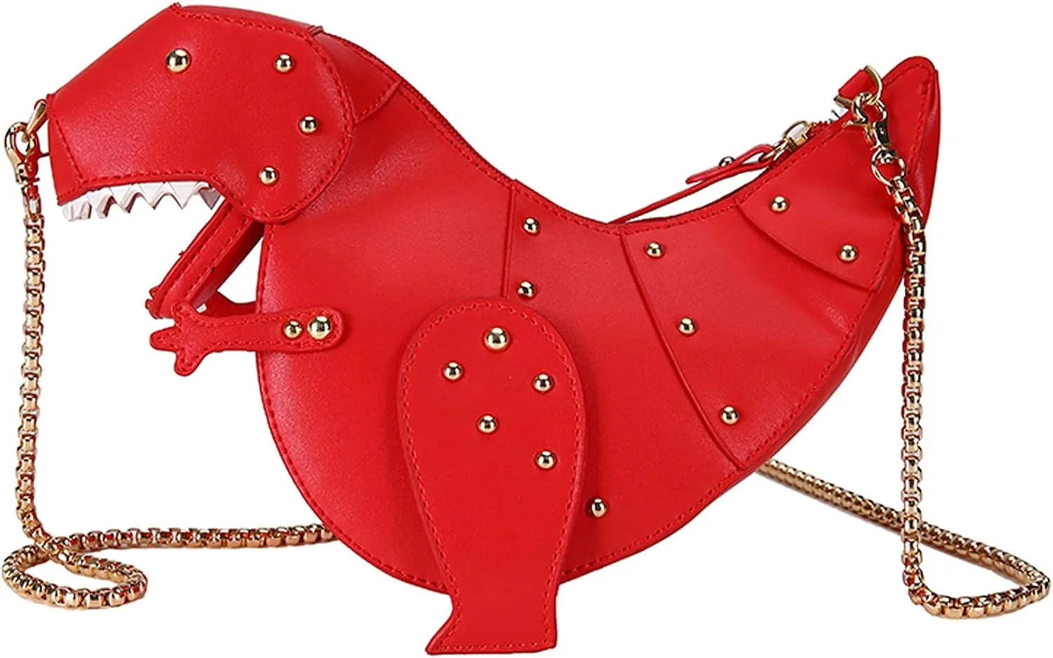 Fozehlad Women Dinosaur Shaped Shoulder Handbag PU Leather Rivet Crossbody Purses Messenger for Girl…