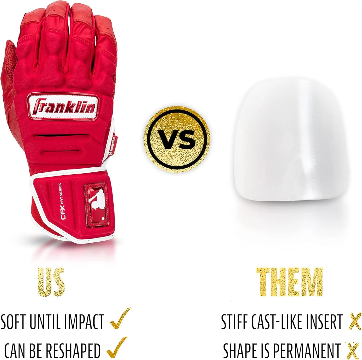 Franklin Sports MLB Batting Gloves - CFX Pro PRT Heavy Duty Protective Baseball   Softball Batting Gloves - Adult Padded Reinforced Leather Batting Gloves
