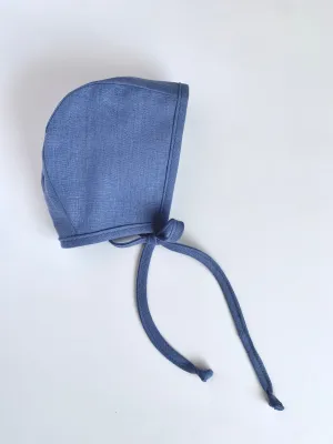 French Blue Linen Bonnet