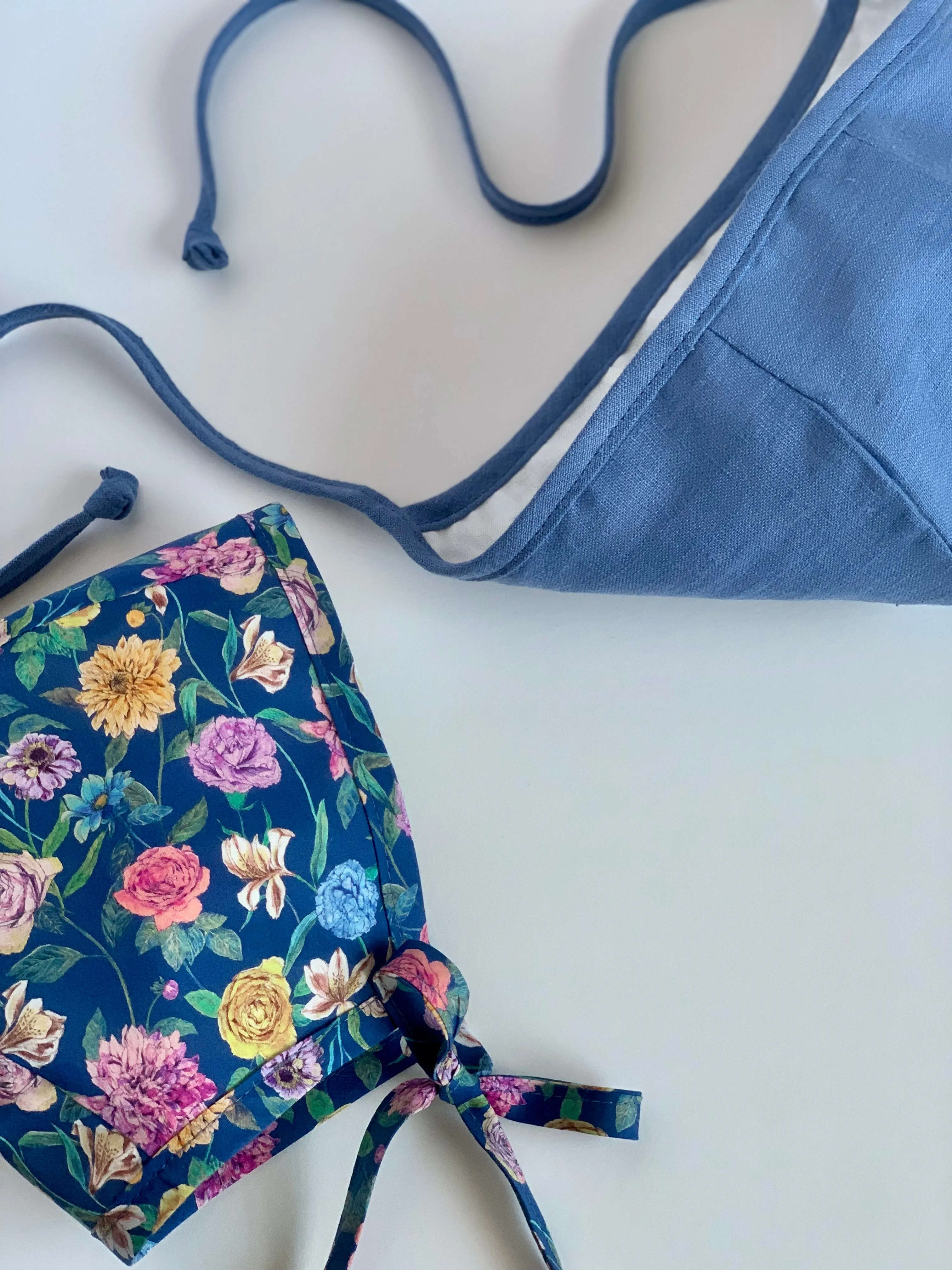 French Blue Linen Bonnet